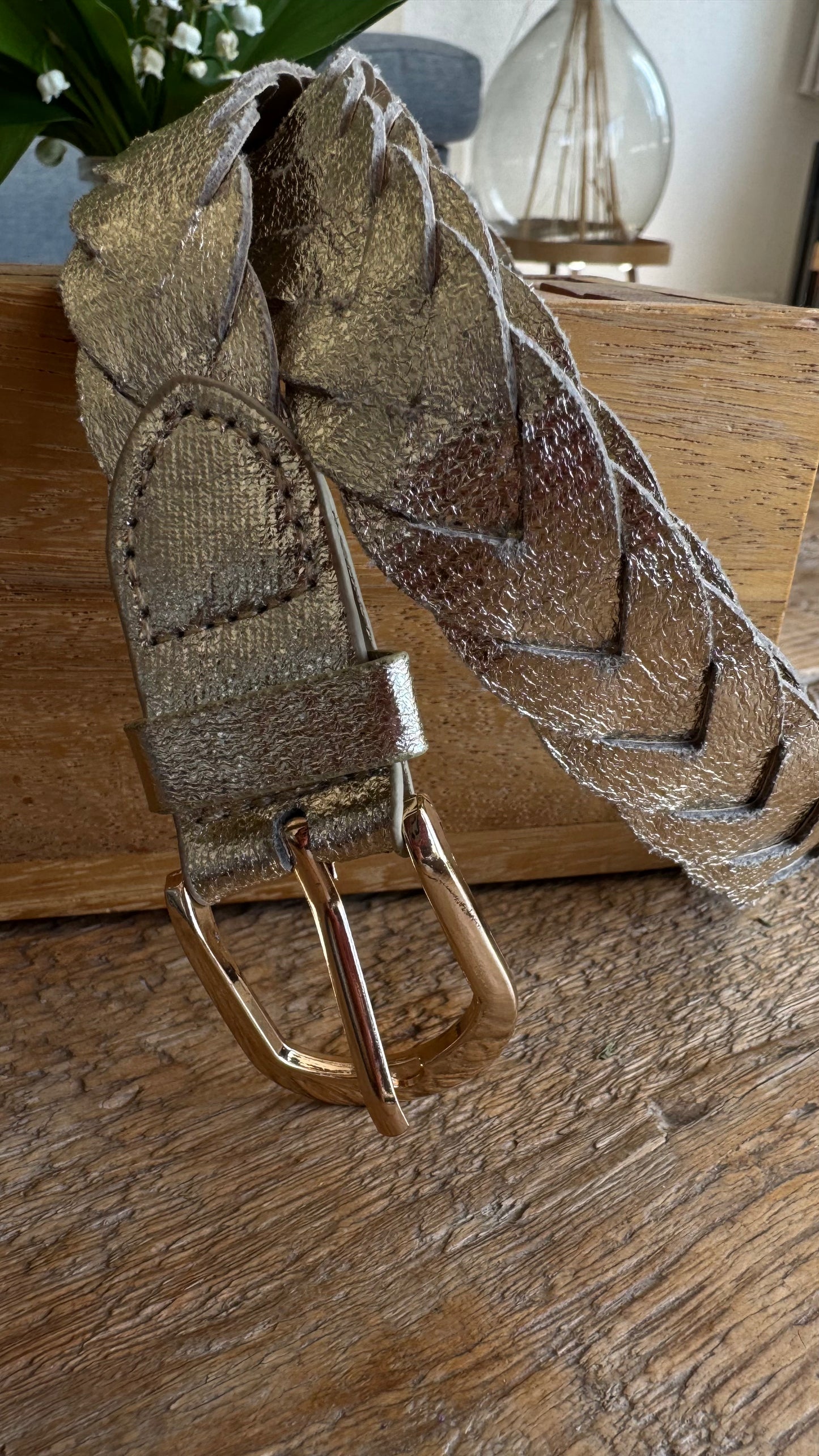 Ceinture Tressée Dorée Femme