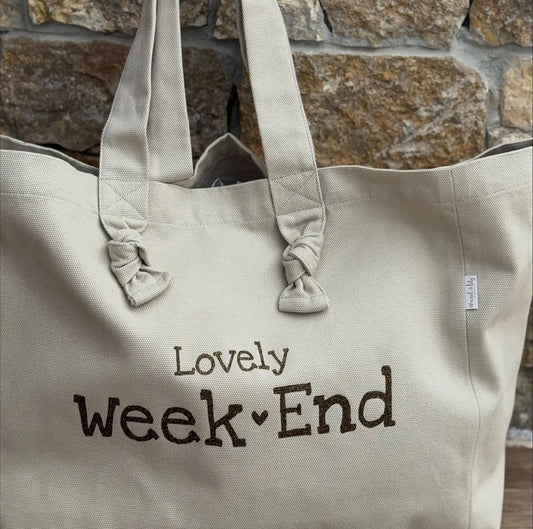 Le sac cabas ´ Lovely week-end ‘grège