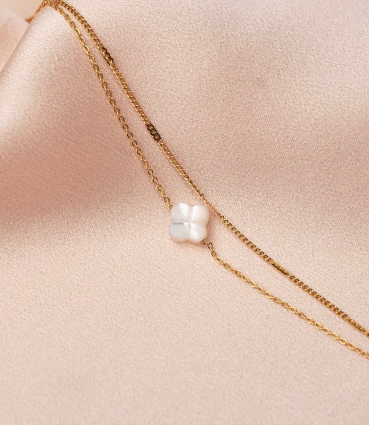 Le bracelet double trèfle blanc