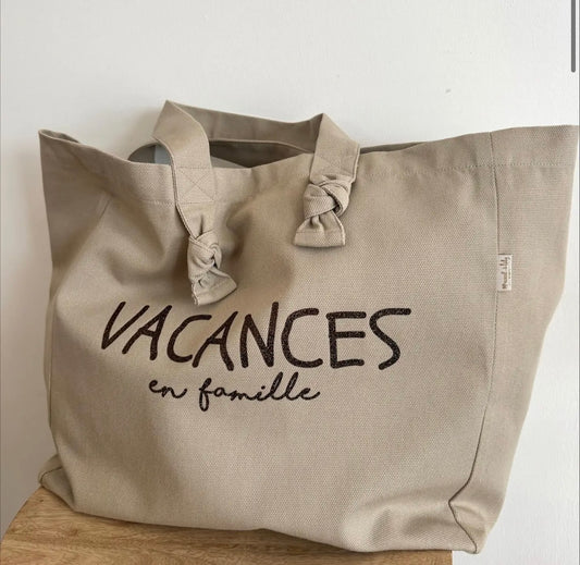 Le sac cabas ´ vacances en famille ´ grège