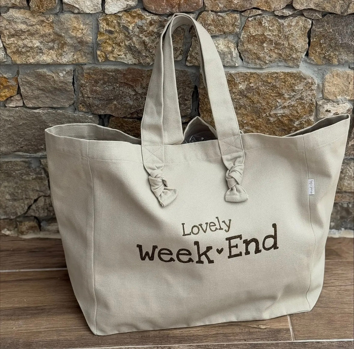 Le sac cabas ´ Lovely week-end ‘grège