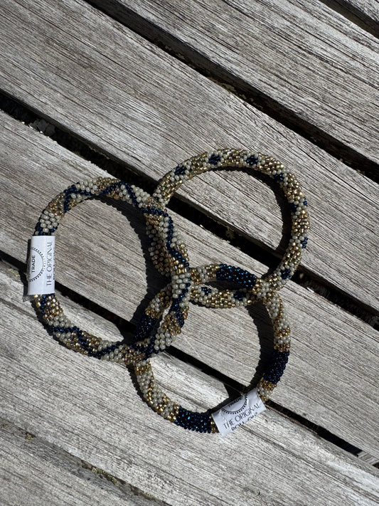 Trio népalais bleu blanc or