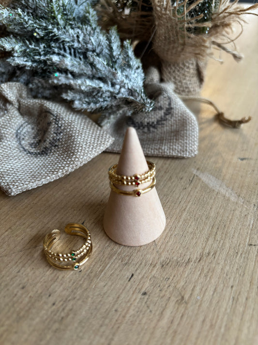 La bague 3 rangs vert