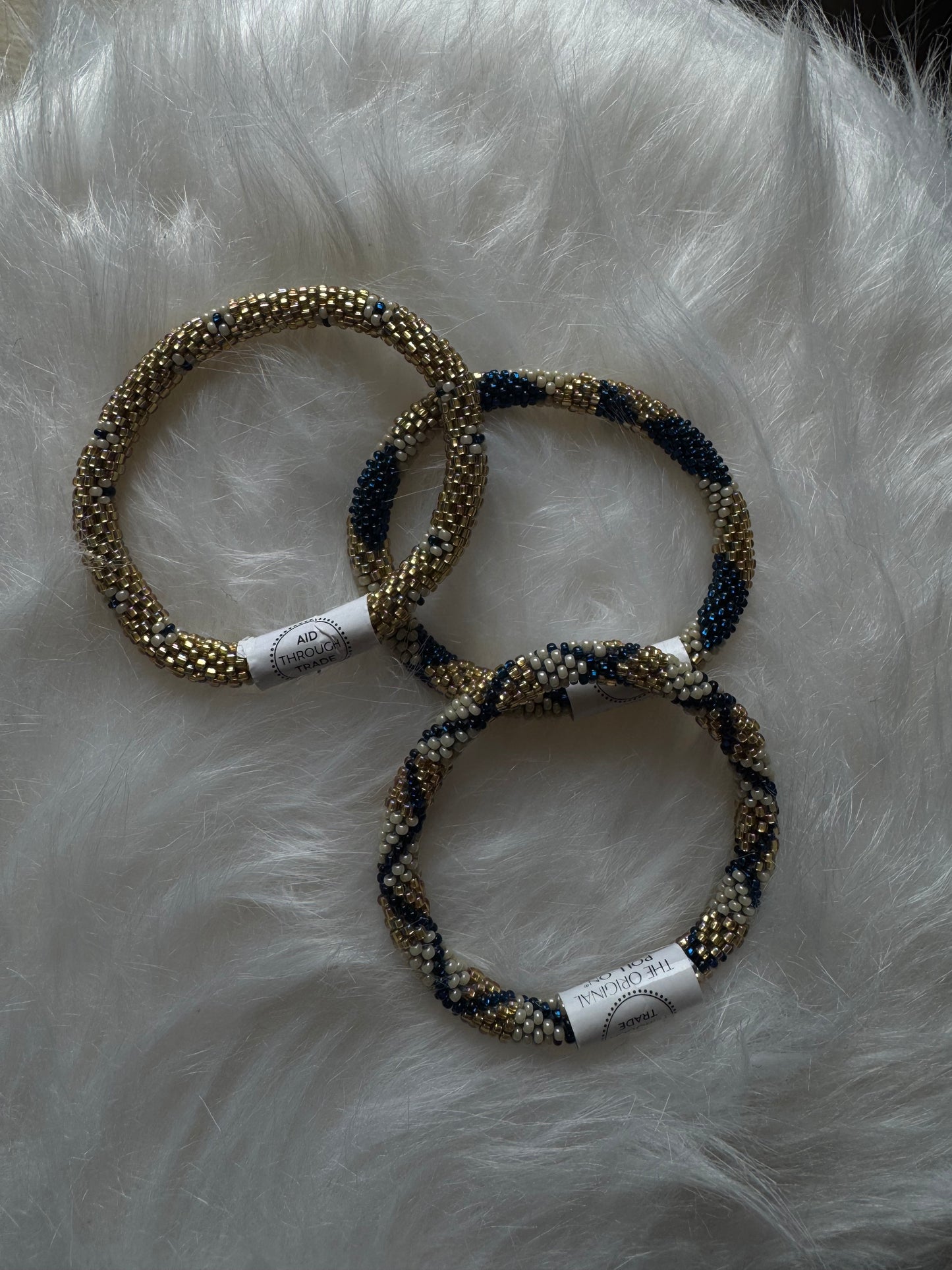 Trio népalais bleu blanc or