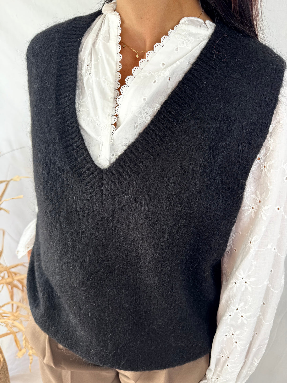 Pull sans manche Charlie noir