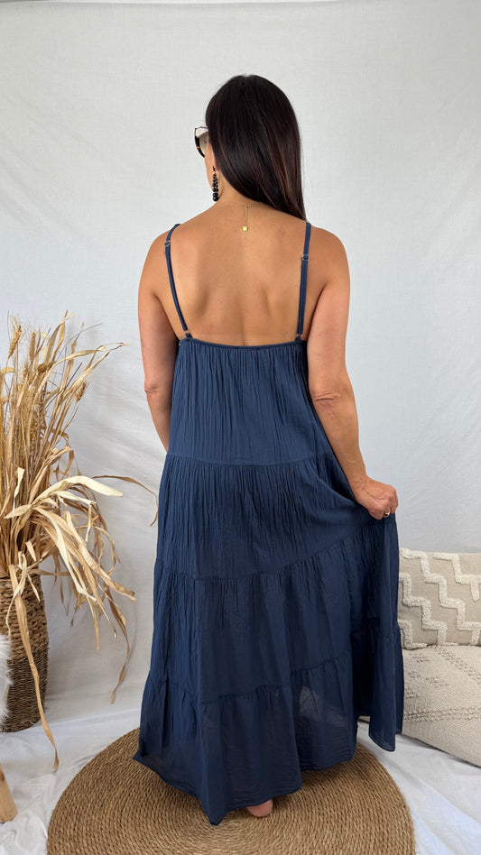 Robe Sandy longue marine