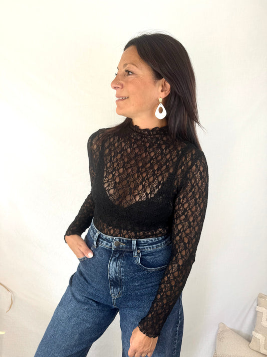 Top dentelle Lilie noir