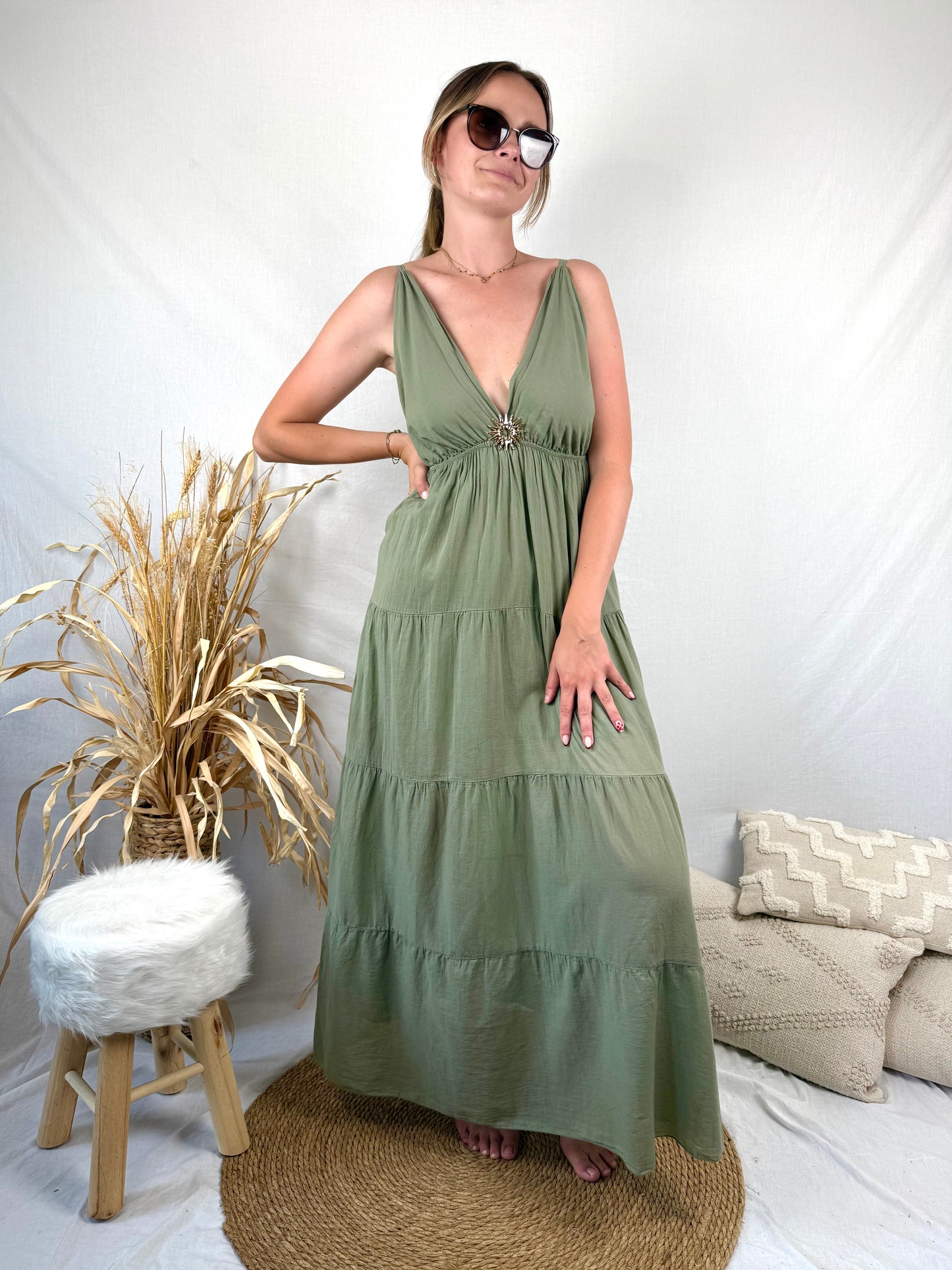 Robe Sandy longue kaki