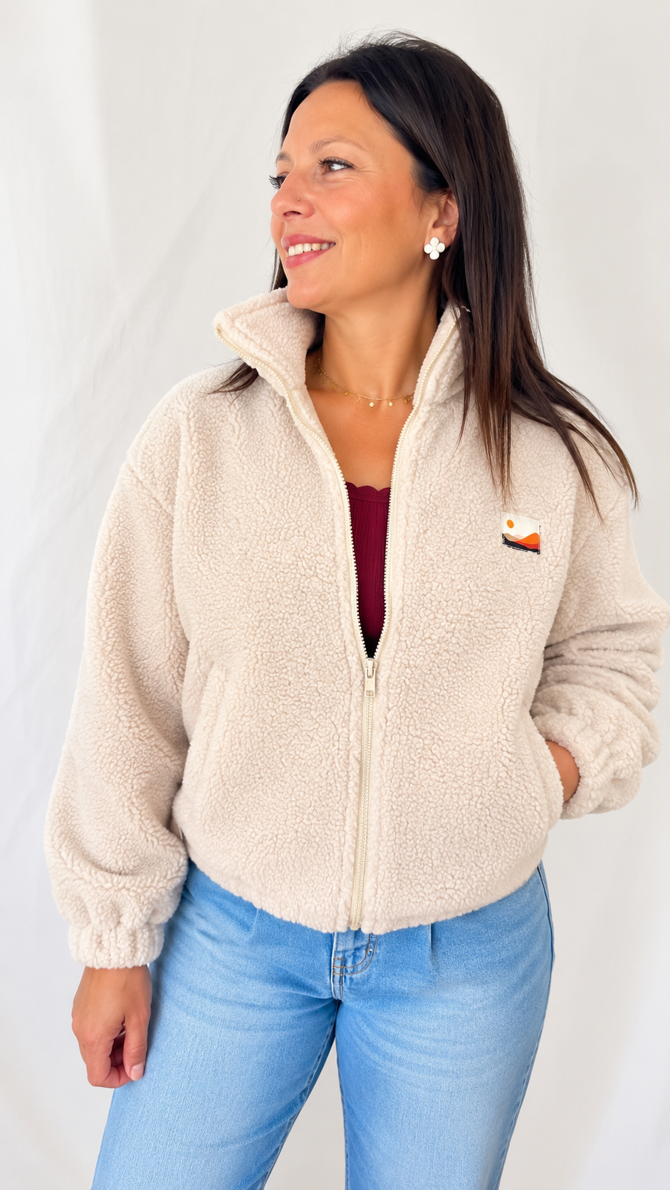 Veste sherpa écru