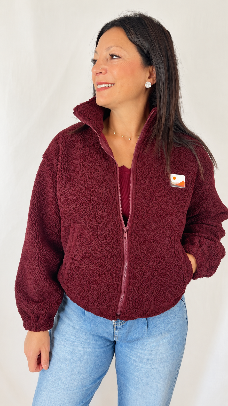 La veste sherpa bordeaux