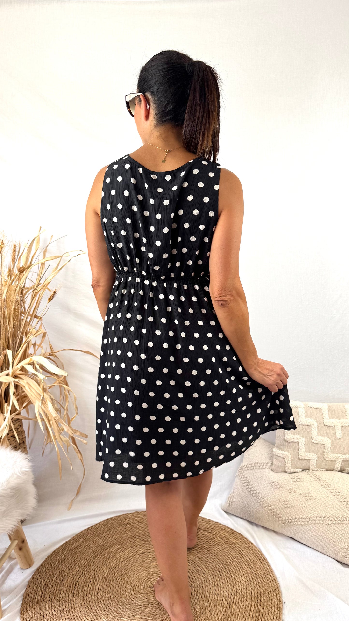 Robe Pretty Noire à Pois