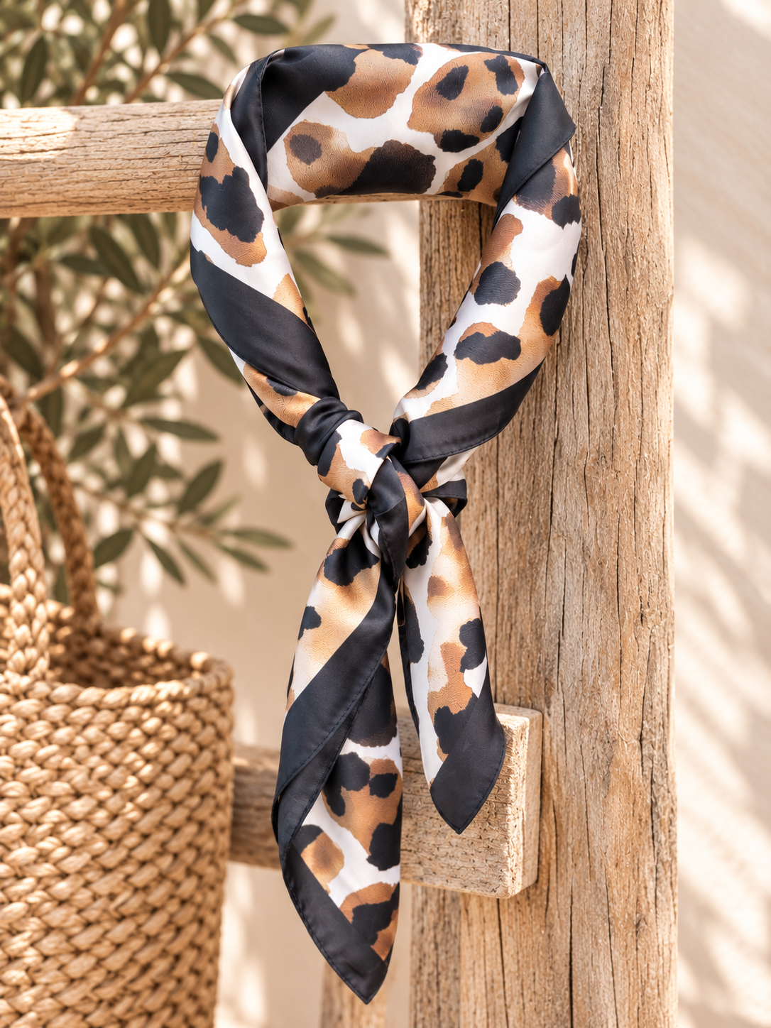 Foulard femme effet soie Léo léopard
