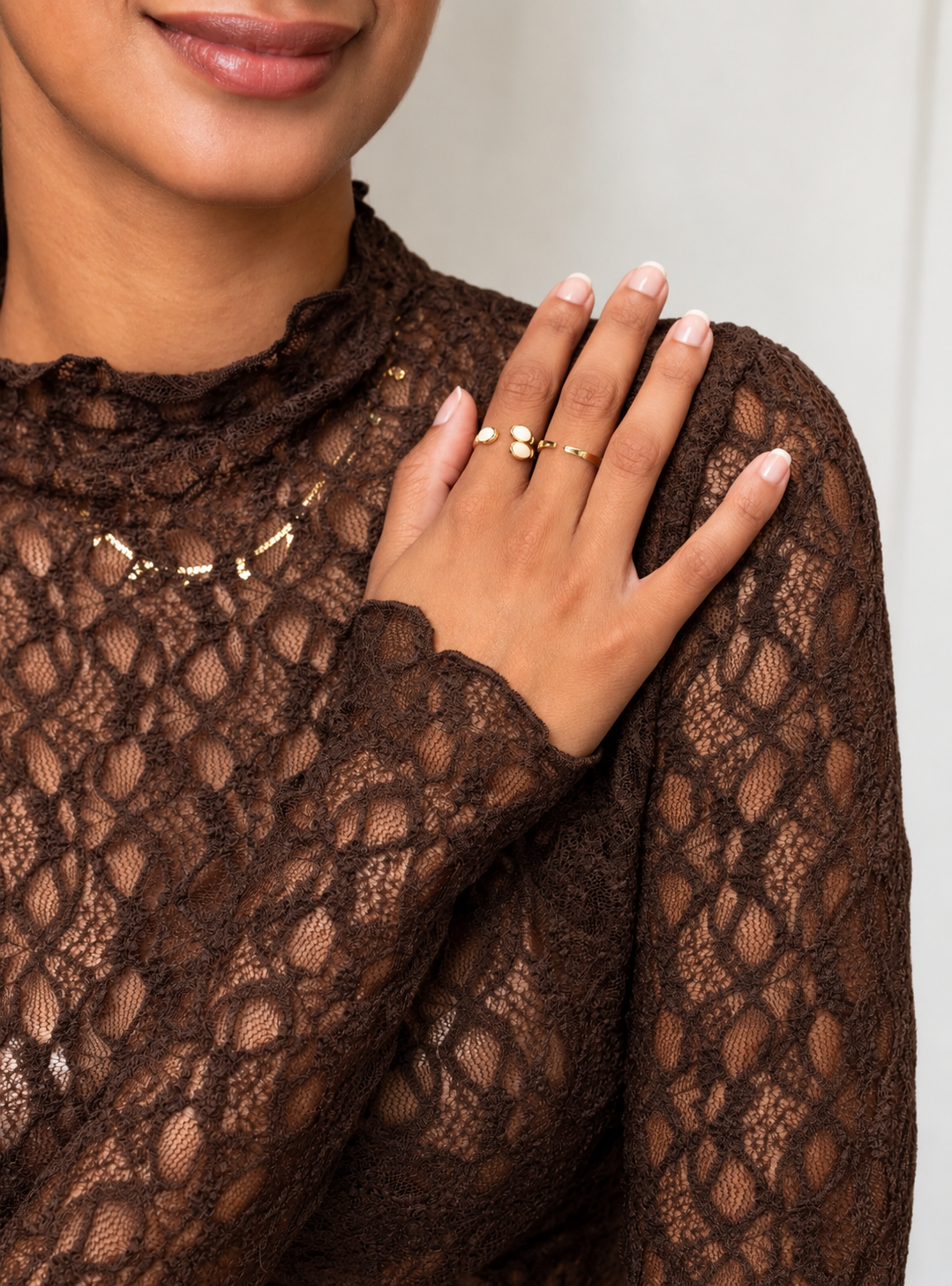 Top dentelle Lilie marron