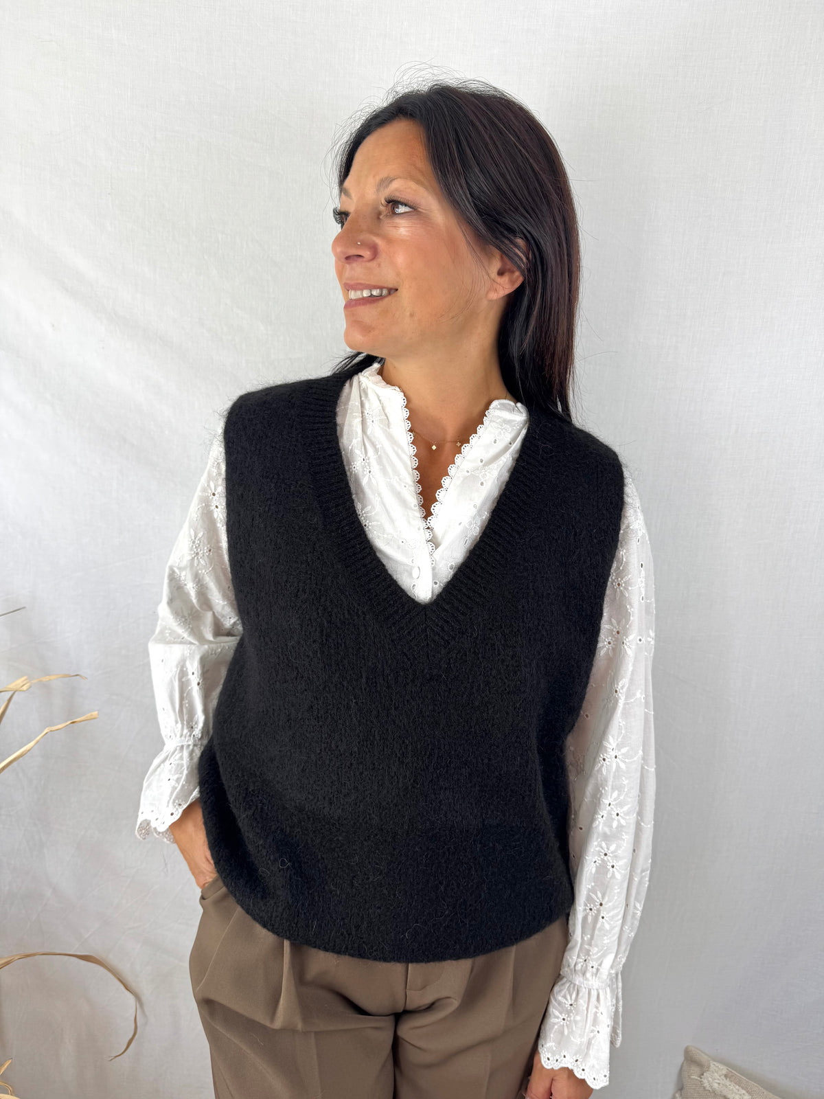 Pull sans manche Charlie noir