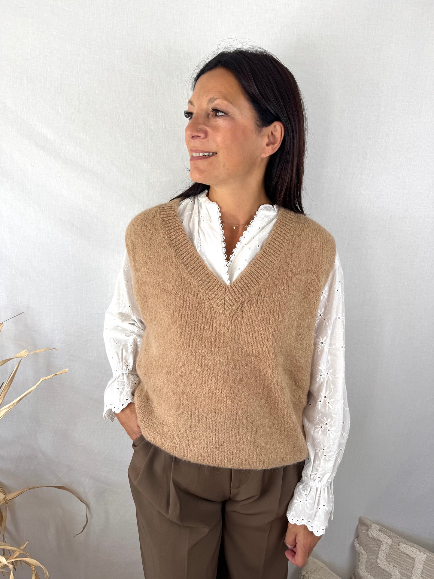 Pull sans manche Charlie camel