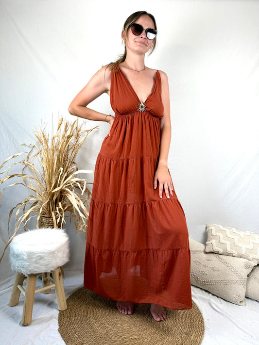 Robe Sandy longue terra cotta