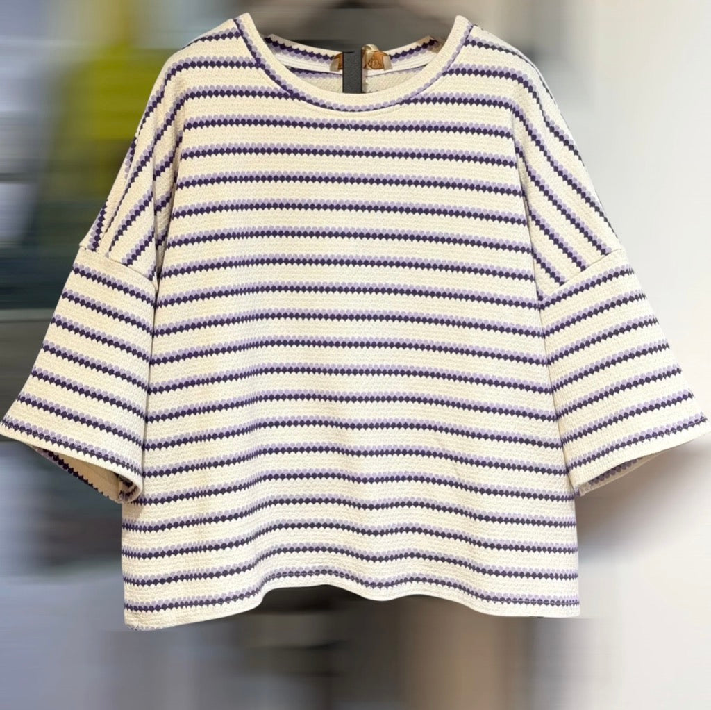 Top oversize rayé bleu
