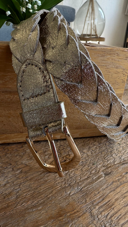 Ceinture Tressée Dorée Femme
