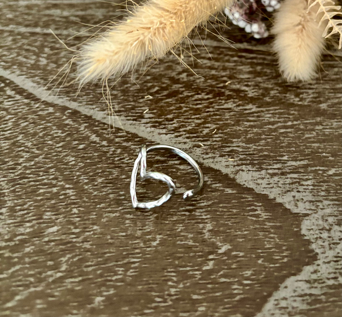 Bague cœur martelé argent
