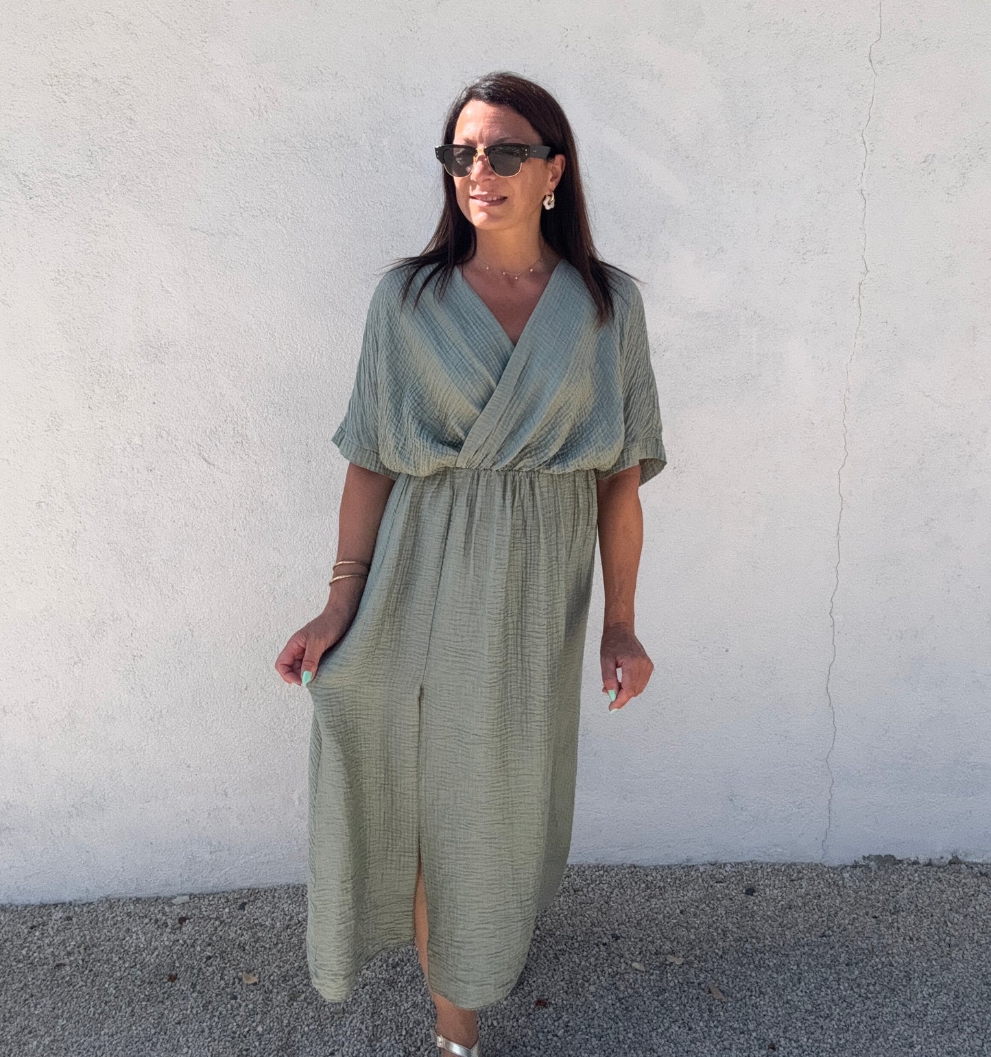 La robe Elma vert amande