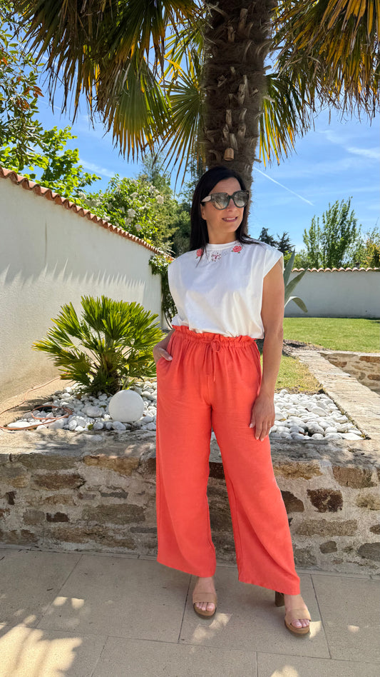 Pantalon fluide terra cotta