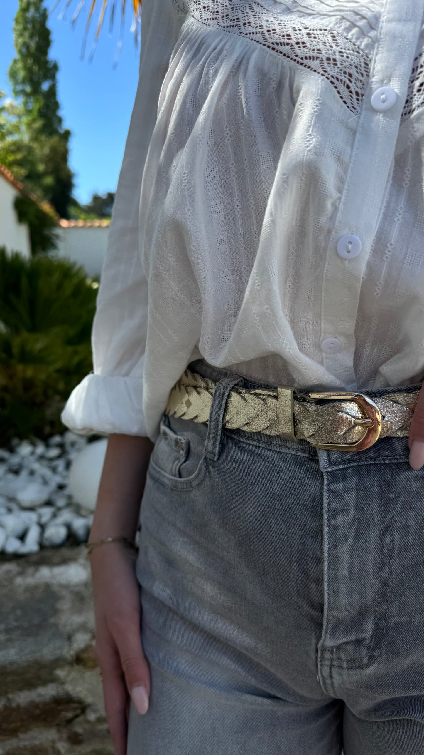 Ceinture Tressée Dorée Femme