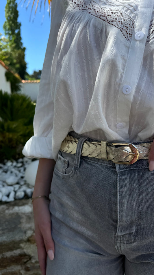 Ceinture Tressée Dorée Femme