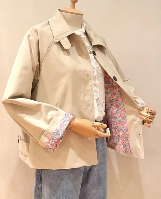 Veste Imperméable Femme Beige Capucine - Doublure Liberty