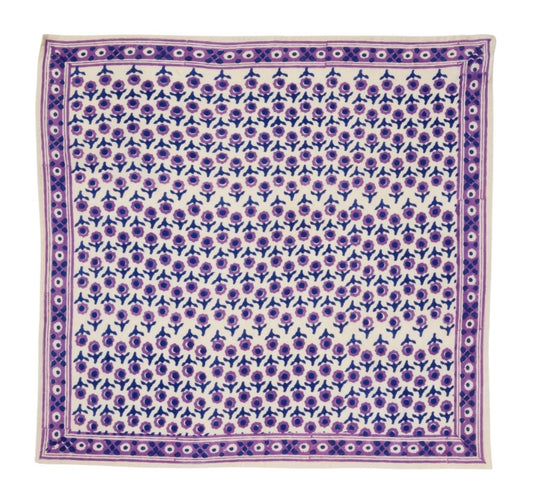 Foulard Indien Artisanal 105 100x100cm - Impression Bloc de Bois Main 100% Coton