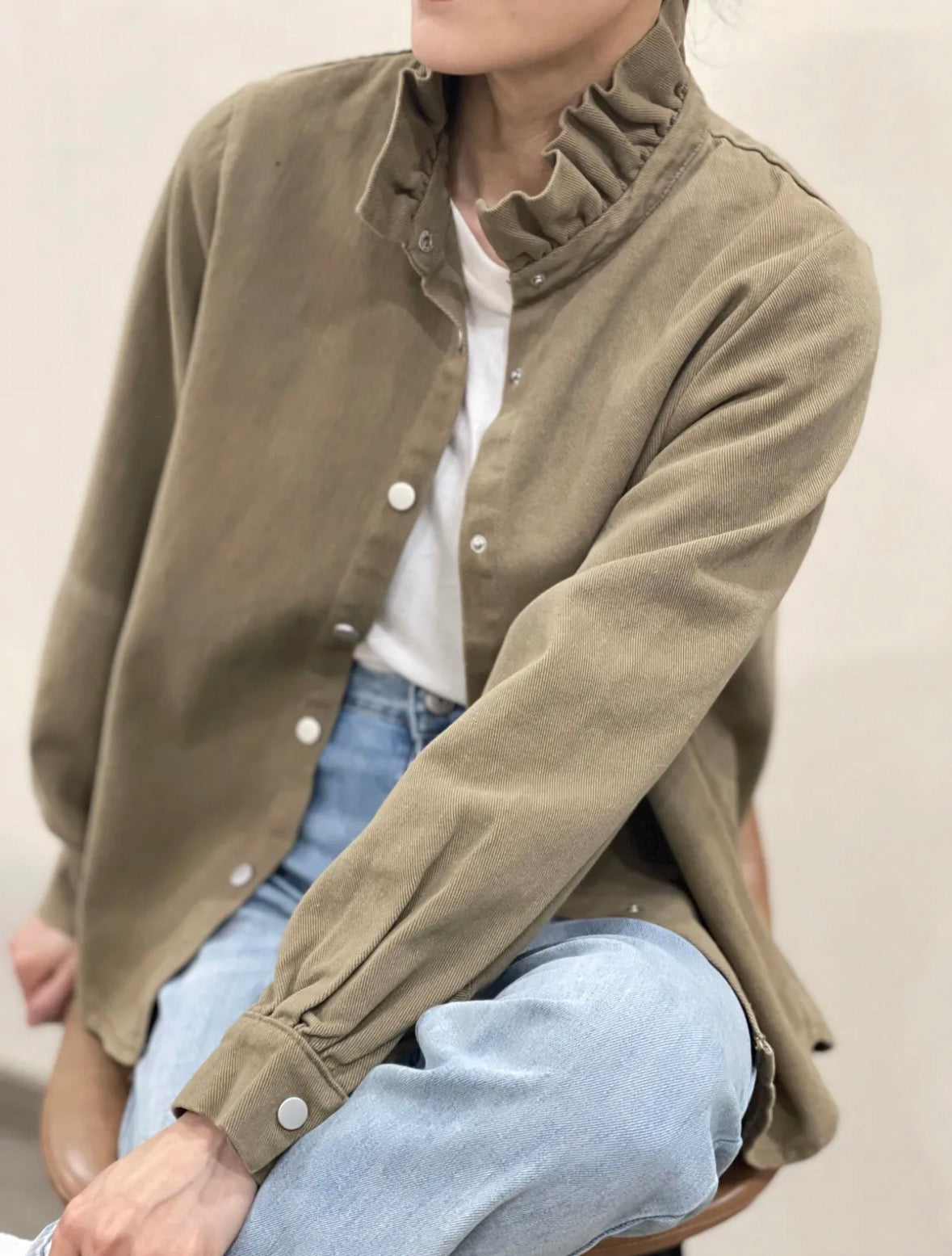 chemsise-veste olive , carole 's, col victorien