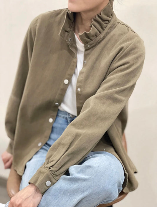 chemsise-veste olive , carole 's, col victorien