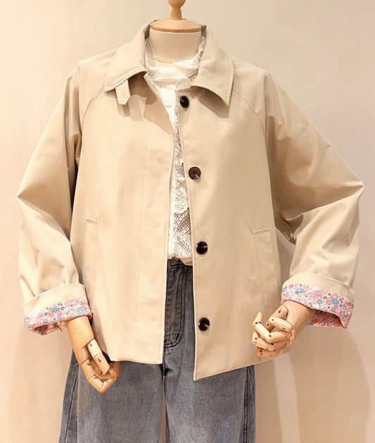 veste courte imperméble beige avec doublure liberty 