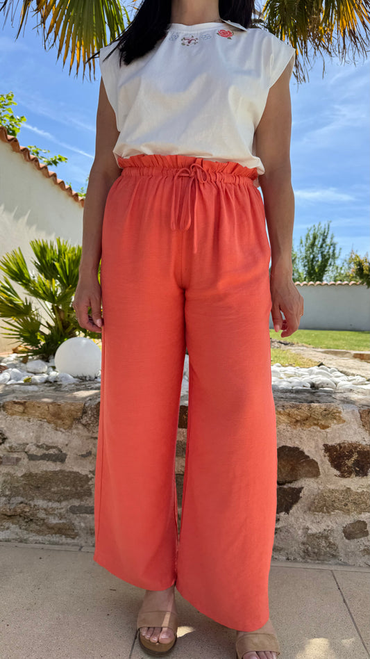 Pantalon fluide terra cotta