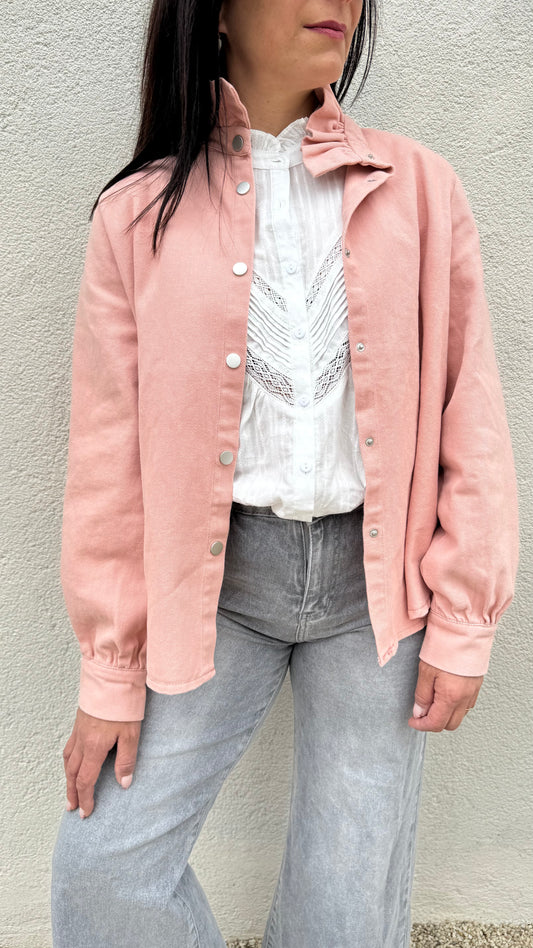veste col victorien rose tendre , deborah collection carole s

