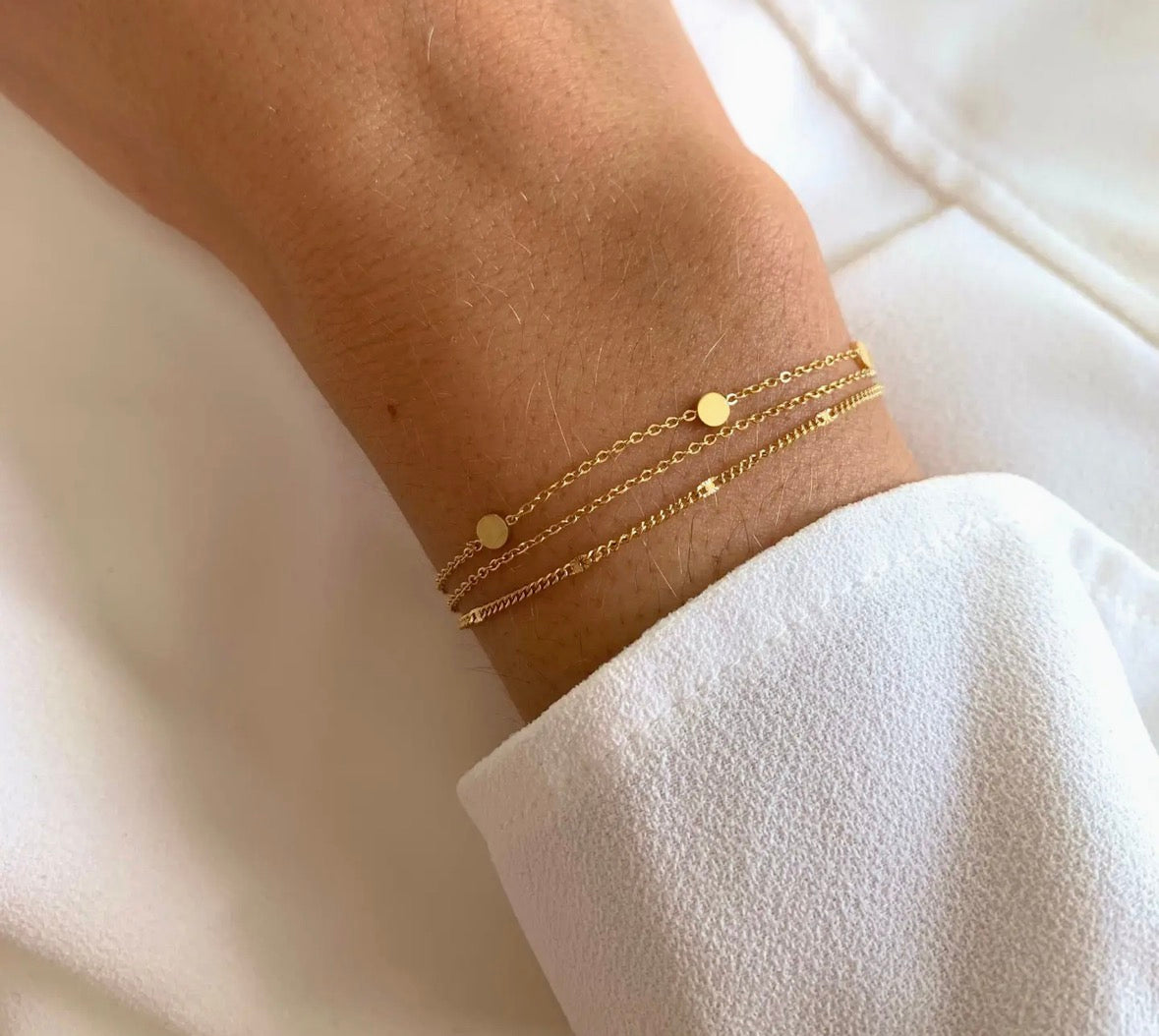 bracelet chaine fine 3 rangs en acier inoxydable