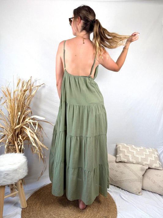 Robe Sandy longue kaki