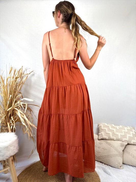 Robe Sandy longue terra cotta