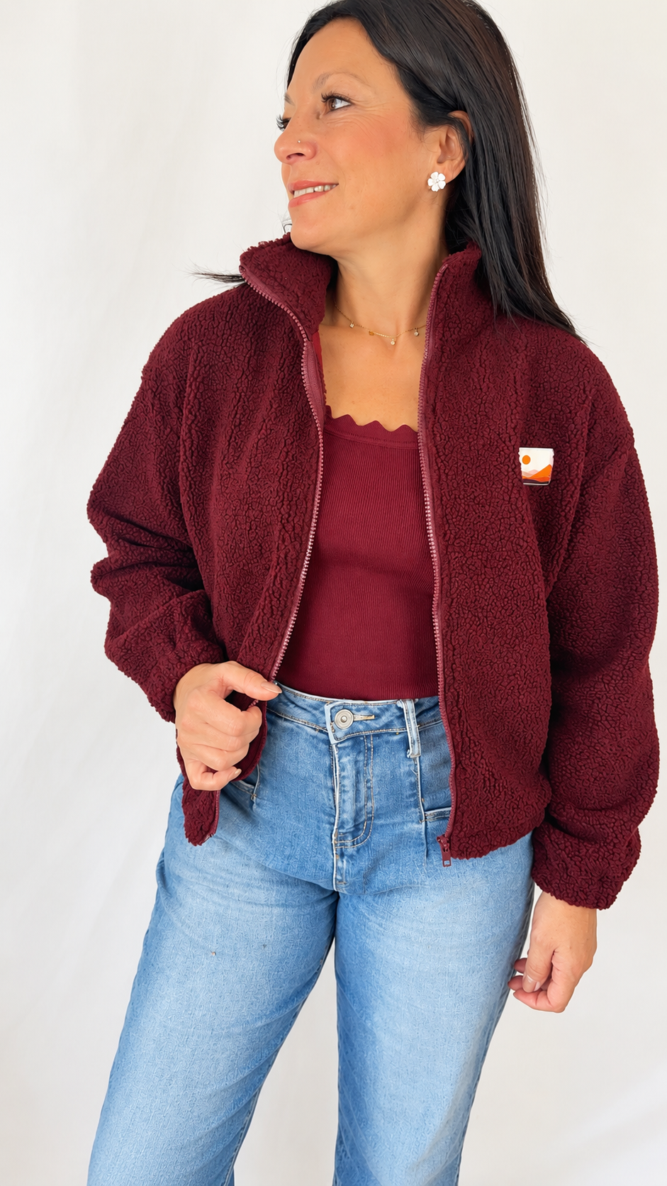 La veste sherpa bordeaux