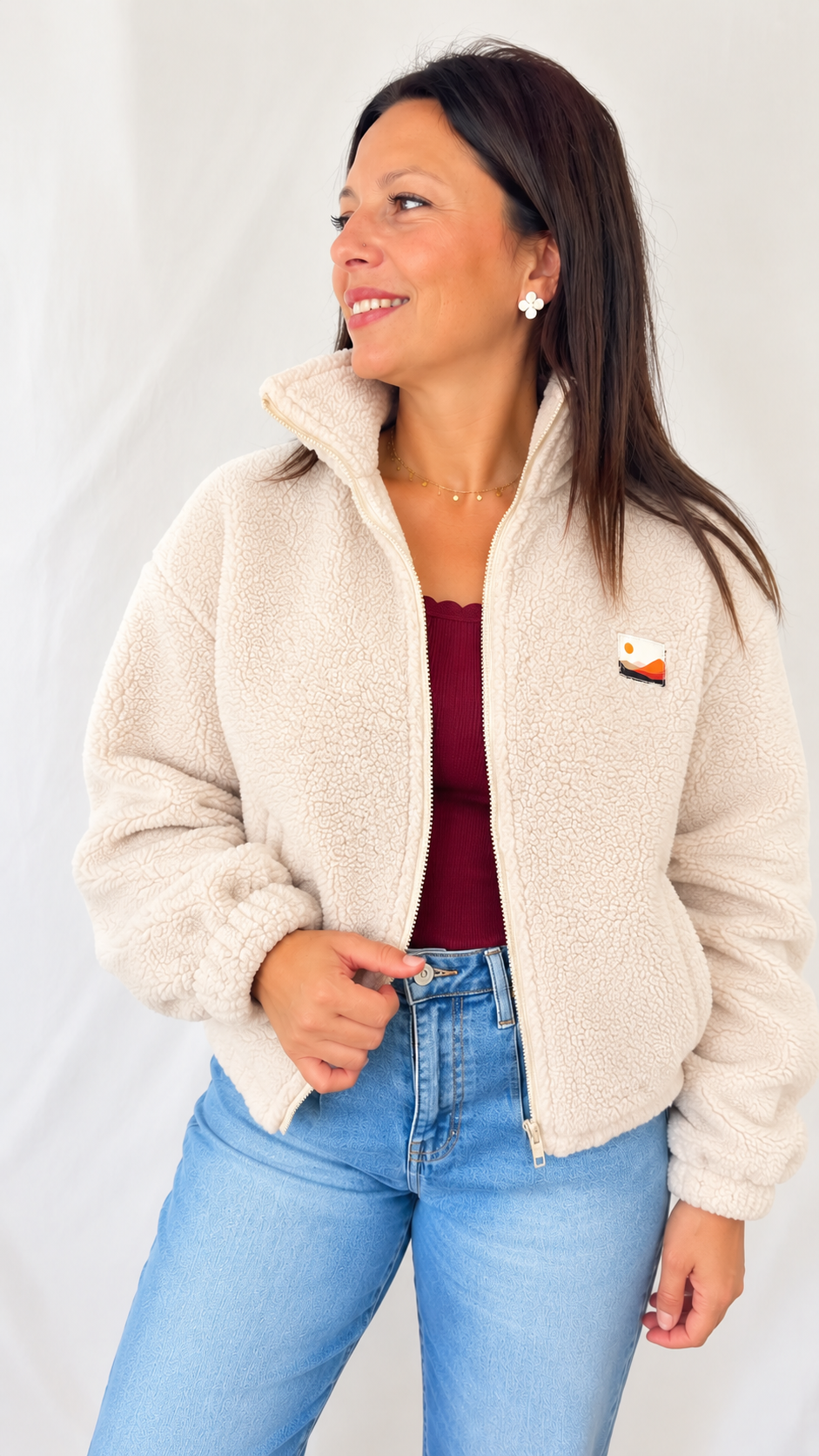 Veste sherpa écru