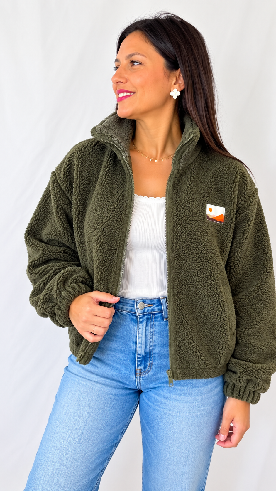 La veste sherpa kaki