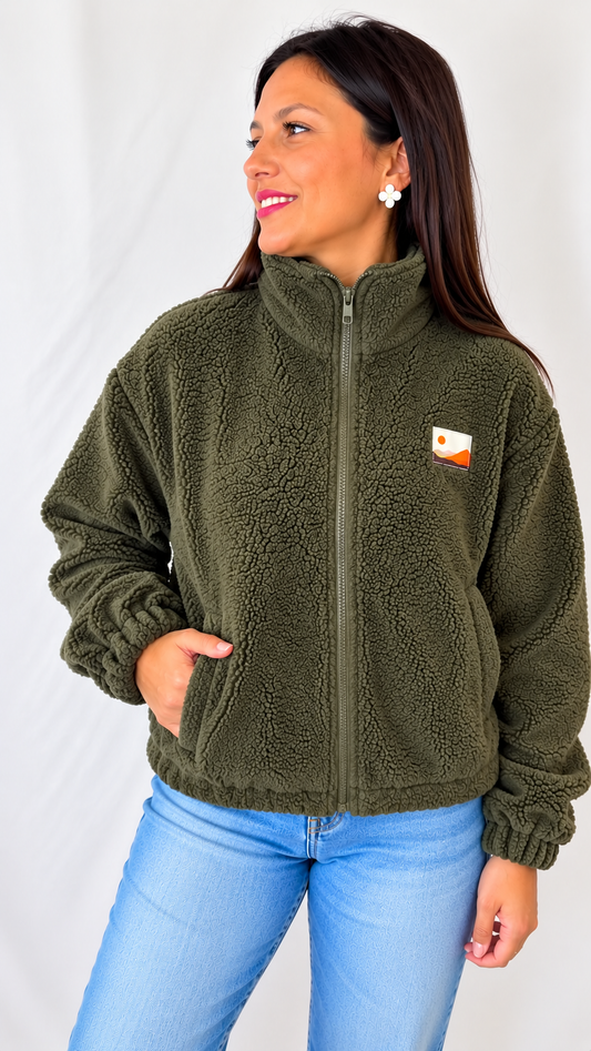 La veste sherpa kaki