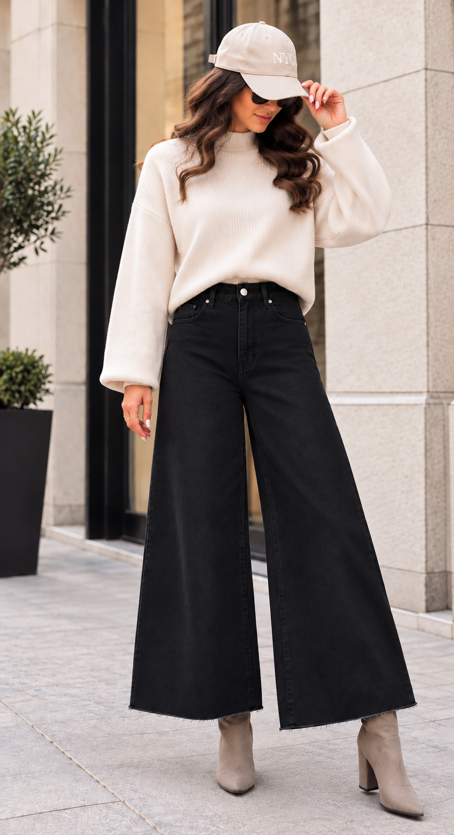 Jean jupe culotte noir