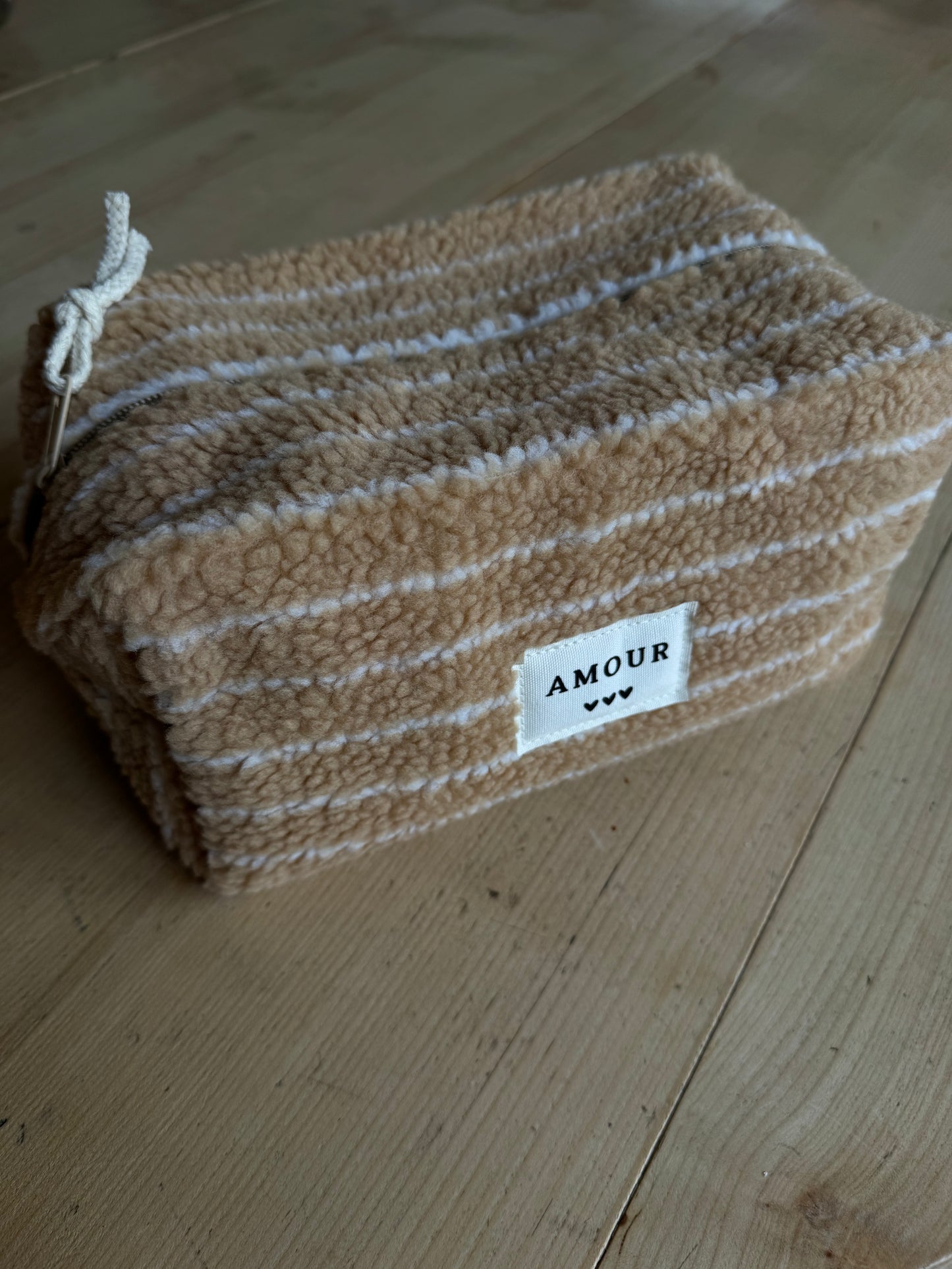 Trousse amour camel/blanc