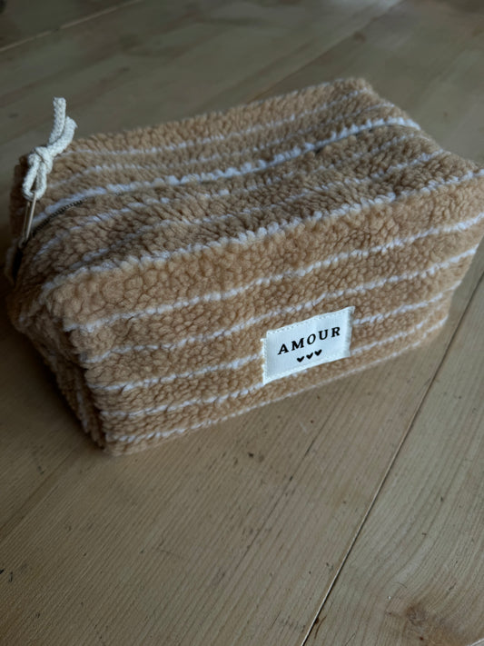 Trousse amour camel/blanc