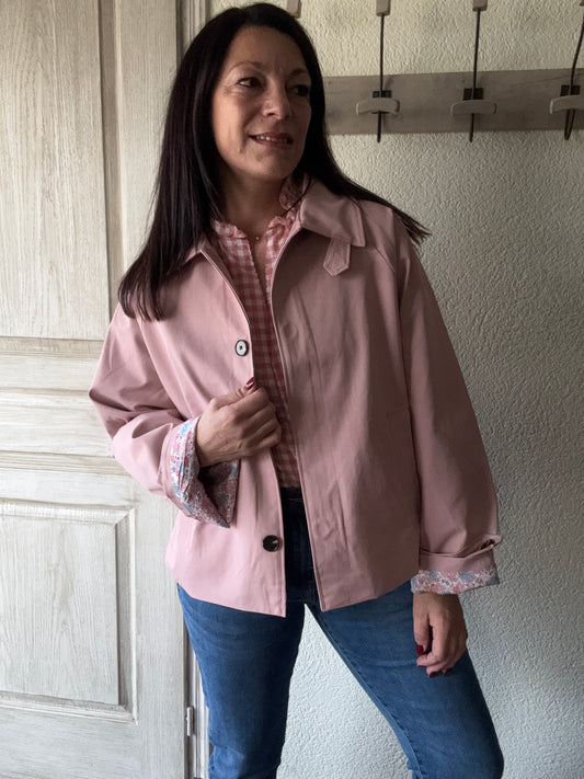 veste imperméable rose 