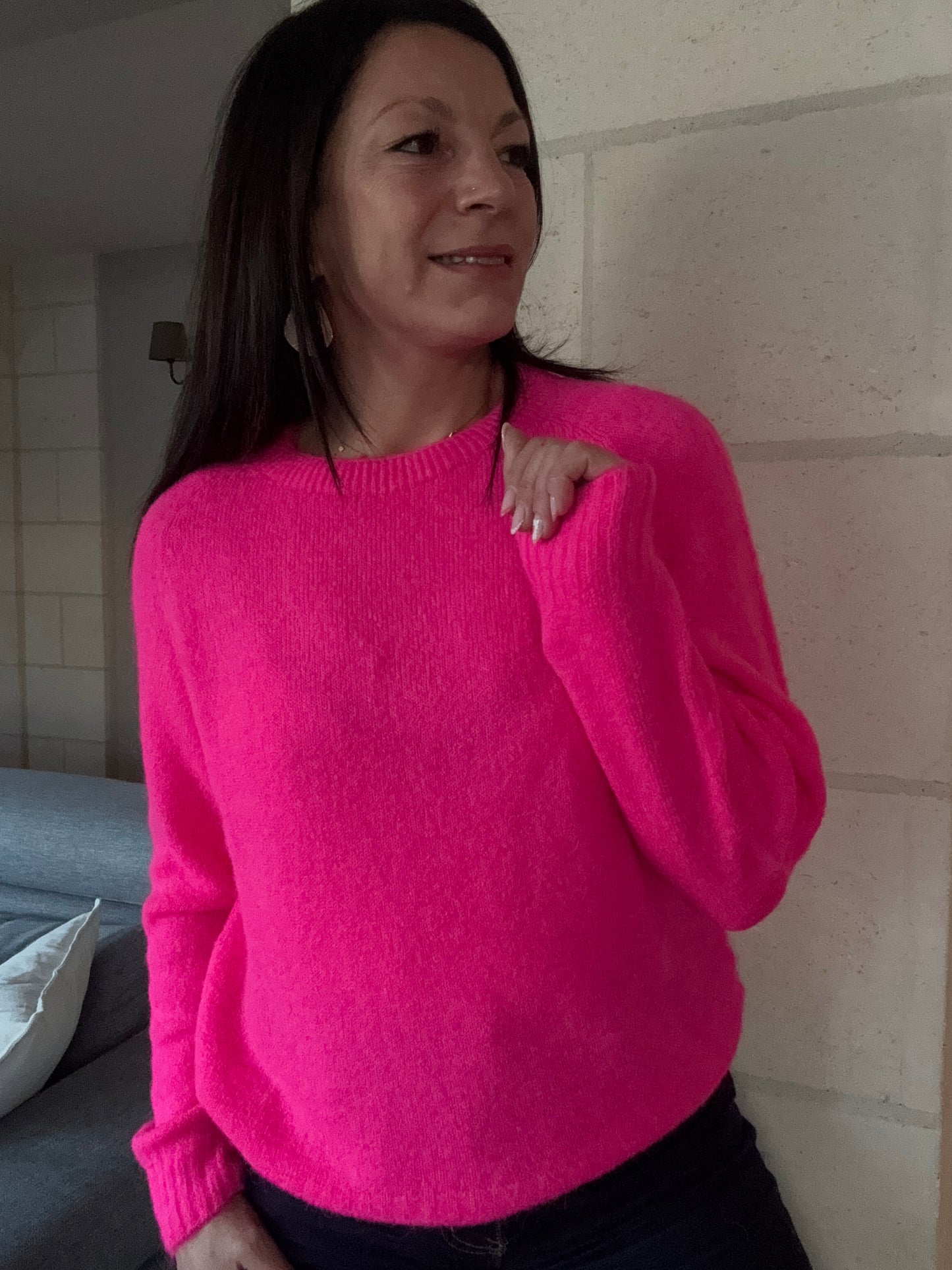 pull Charly fushia , taille unique qui convient du 34 au 42
