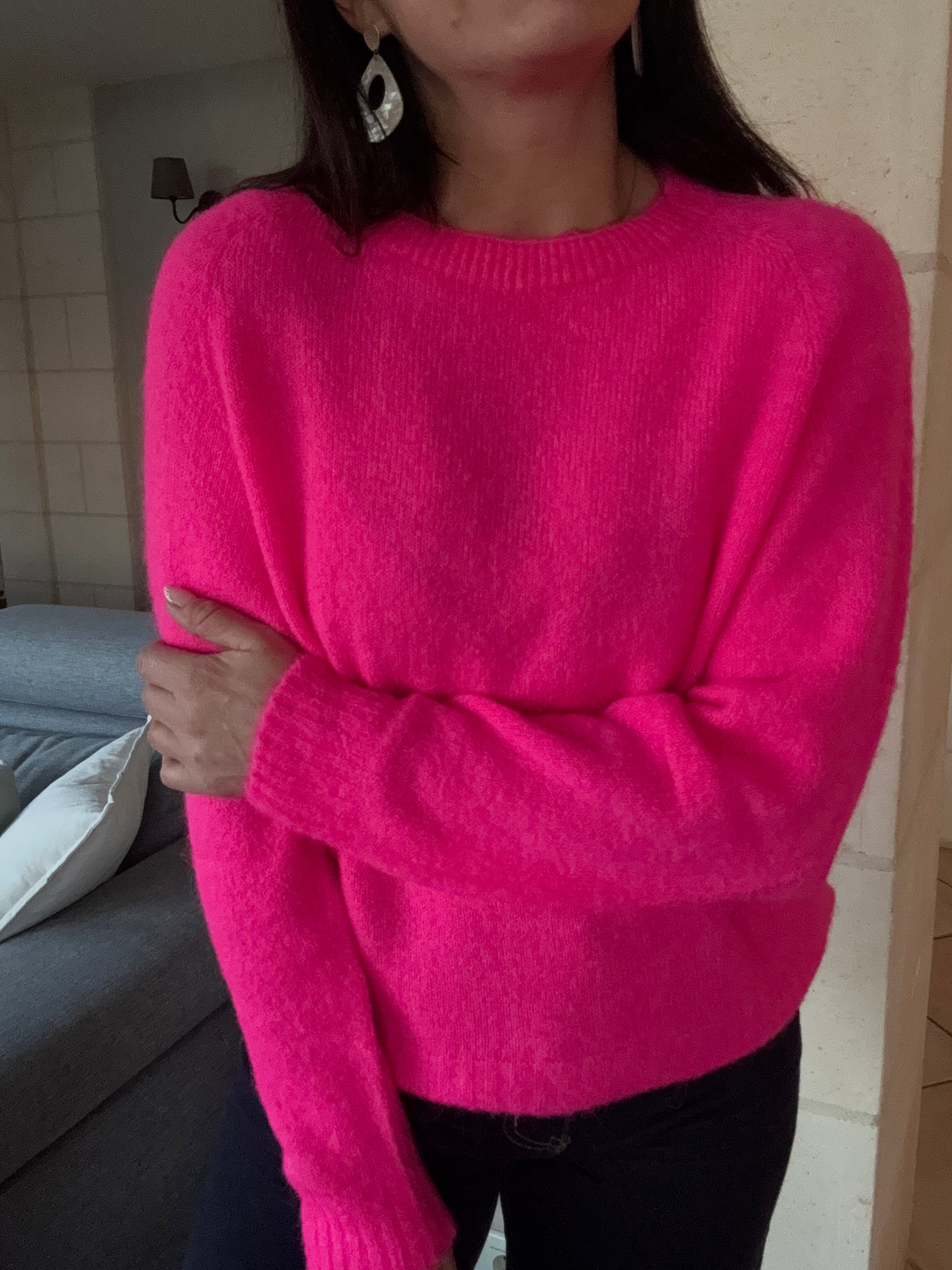 pull Charly fushia, maille douce et confortable , mode femme 