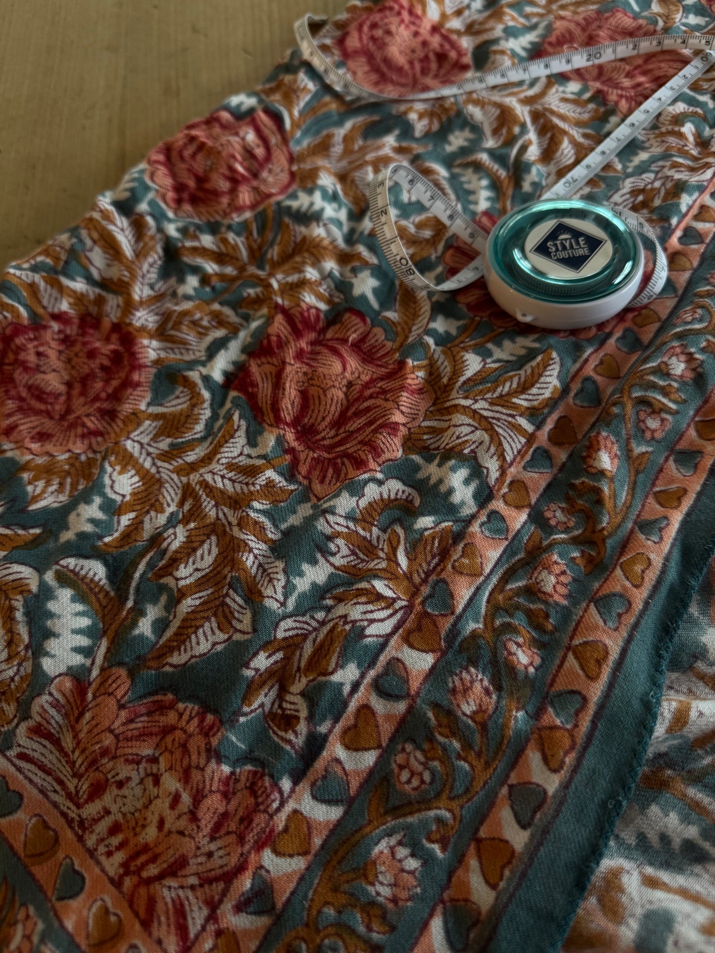 Foulard Indien Artisanal 104 100x100cm - Impression Bloc de Bois Main 100% Coton