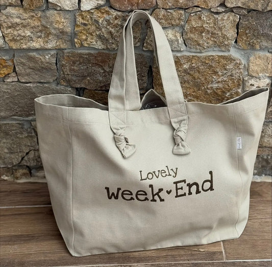 Le sac cabas ´ Lovely week-end ‘grège
